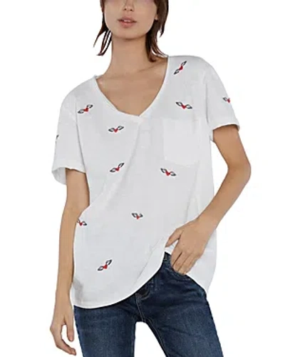 Billy T Love Wings Embroidered Pocket Tee In White