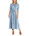Billy T Lyla Plaid Tiered Shirtdress In Indigo Rinse