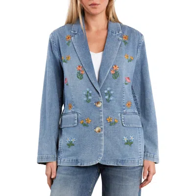 Billy T Meadow Kiss Embroidered Blazer In Blue