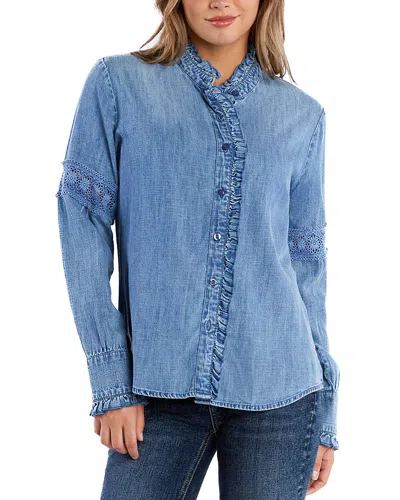 Billy T Melody Lace Ruffle Shirt In Denim