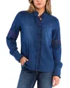 Billy T Melody Lace Ruffle Shirt In Denim Magic