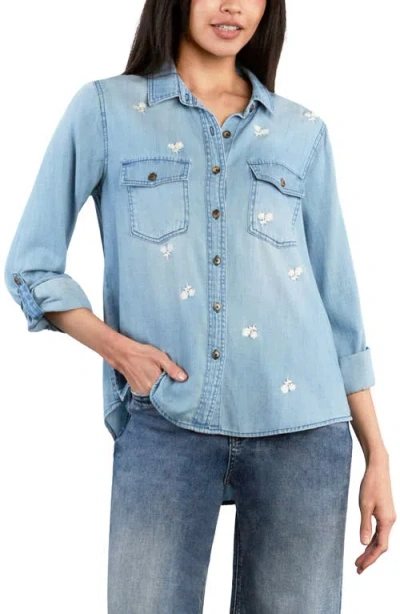 Billy T Moonlit Meadow Button-up Shirt In Blue