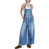Billy T Oooh La La Embroidered Wide Leg Denim Overalls