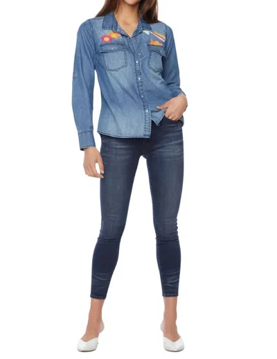 Billy T Peace & Love Shirt In Light Wash Blue In Multi