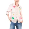 Billy T Pocketful Of Sunshine Embroidered Denim Graphic Button-up Shirt In Pink