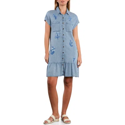 Billy T Poetic Floral Embroidered Dress In Blue