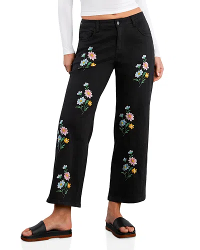 Billy T Pretty Floral High Rise Relaxed Straight Jeans In Blue