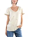 Billy T Rosey Frill Sleeve T-shirt In Ice Latte