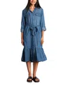 Billy T Ruffled Belted Shirtdress In Blue