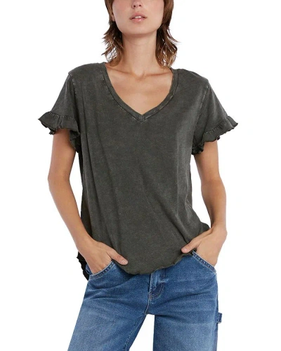 Billy T Ruffled V Neck Tee In Ponderosa