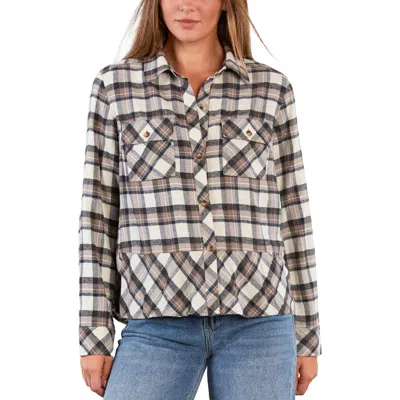 Billy T Ryan Plaid Ruffle Peplum Button-up Shirt In Multi