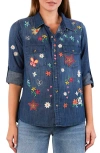 Billy T Sketchbook Embroidered Button-up Shirt In Blue
