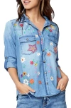 Billy T Sketchbook Embroidered Button-up Shirt In Vintage Blue