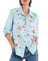 Billy T Sketchbook Embroidered Denim Shirt In Minty
