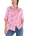 Billy T Sketchbook Embroidered Denim Shirt In Perfect Pink