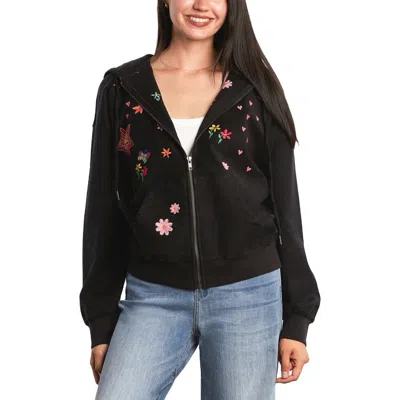 Billy T Sketchbook Embroidered Zip-up Graphic Hoodie In Black