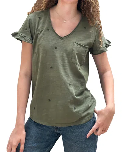 Billy T Star Embroidered Tee In Olive