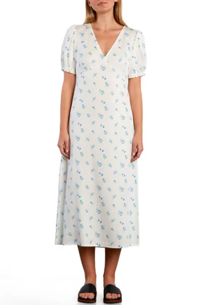 Billy T Sunbeam Print Puff Sleeve Midi Dress In White