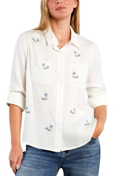 Billy T Sunny Ditsy Floral Embroidered Button-up Shirt In White
