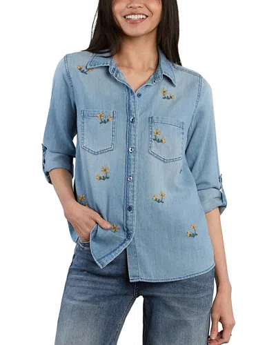 Billy T Sunny Embroidered Shirt In Blue