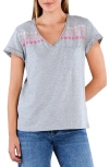 Billy T Super Star Embroidered V-neck T-shirt In Gray