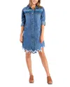 Billy T Superstar Denim Shirt Dress In Blue Combo