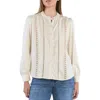 Billy T Sweet Confection Lace Inset Button-up Shirt In Iced Latte