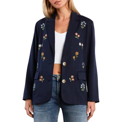 Billy T Wild Blossom Embroidered Blazer In Blue
