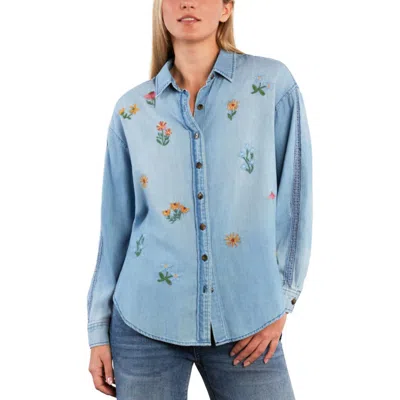 Billy T Wild Blossom Embroidered Shirt In Blue