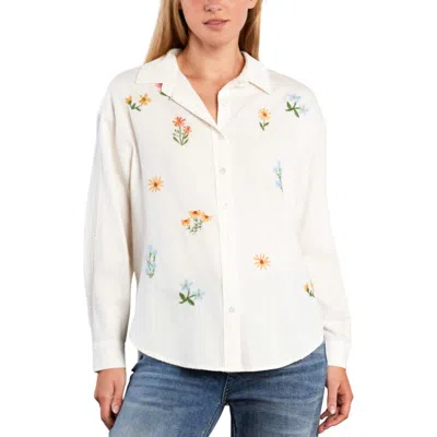 Billy T Wild Blossom Embroidered Shirt In White