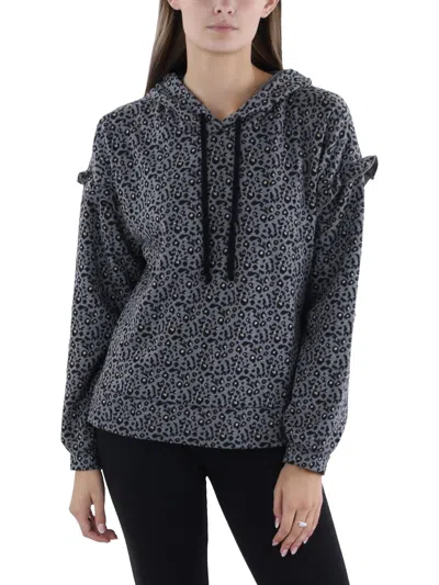 Billy T Womens Ruffled Long Sleeve Hoodie In Multi