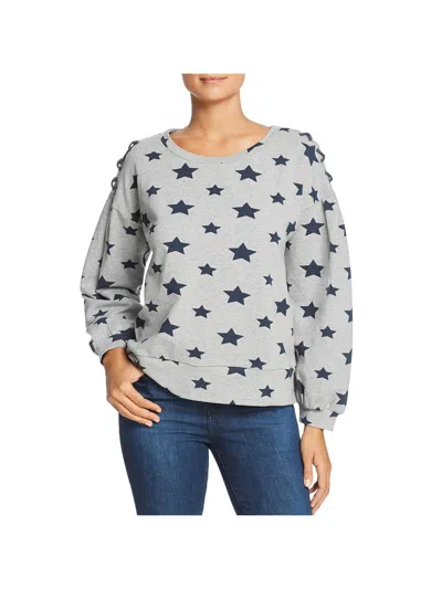 Billy T Womens Star Print Lace-up Sweatshirt In Gray