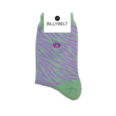Billybelt Calcetines Glitter Zebra Light Green And Purple