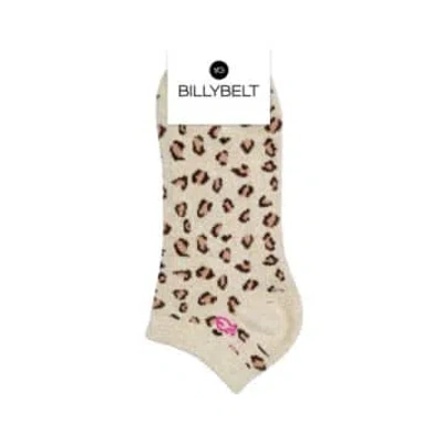Billybelt Leopard Beige Cotton Socks In Animal Print