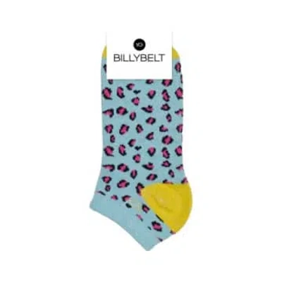 Billybelt Leopard Blue Cotton Socks In Animal Print