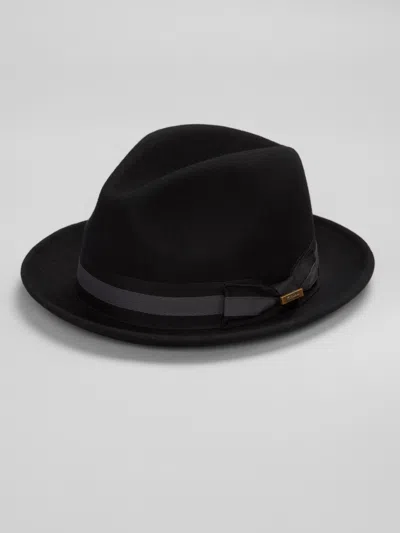 Biltmore Bow Pinch Wool Fedora In Black