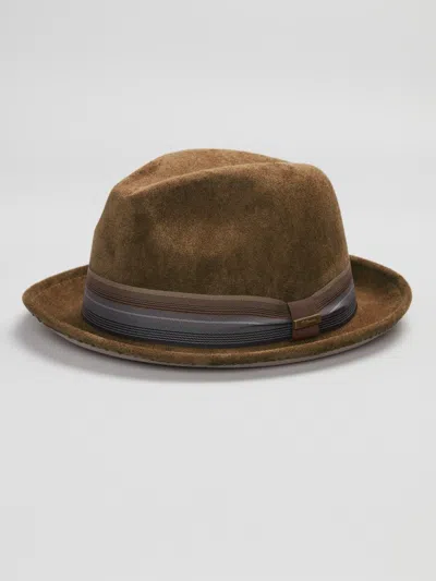 Biltmore Faux Suede Fedora In Brown