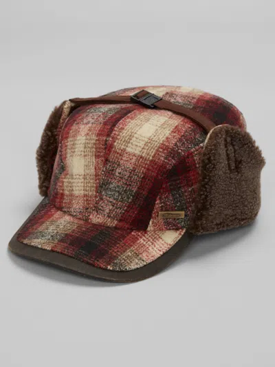 Biltmore Plaid Earflap Winter Cap Burgundy - Size: Medium