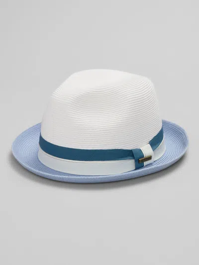 Biltmore Two-tone Paper Braid Fedora In Blue