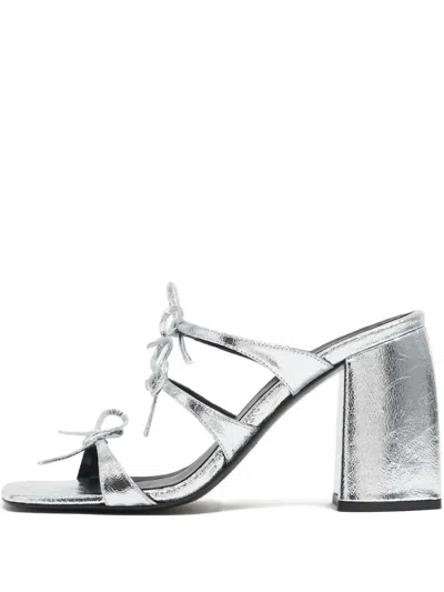 Bimba Y Lola 95mm Bow-detail Heeled Sandals In Silver