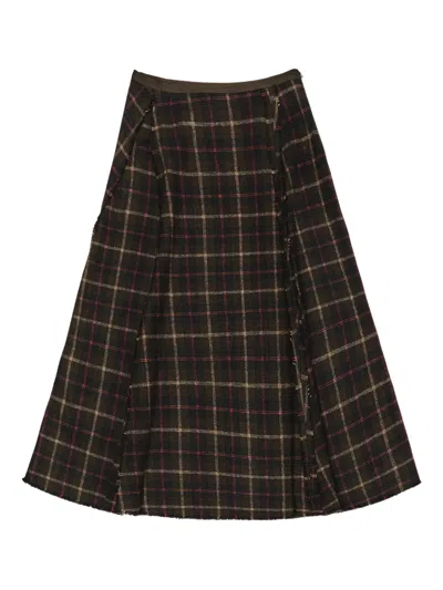 Bimba Y Lola A-line Checked Skirt In Green