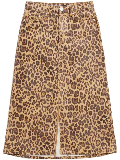 Bimba Y Lola A-line Leopard-print Skirt In Brown