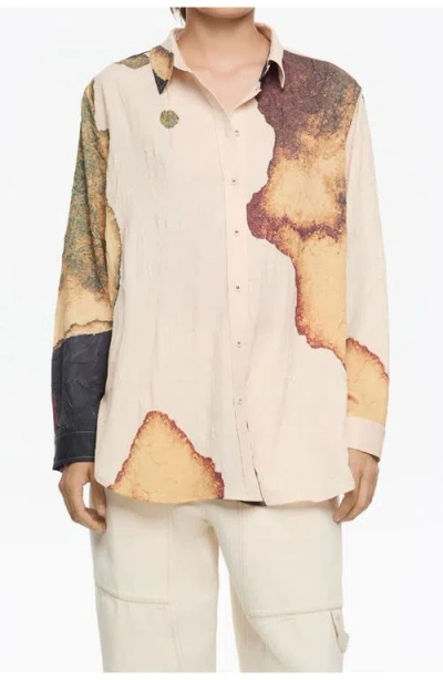 Bimba Y Lola Abstract Crinkled Shirt In Multi