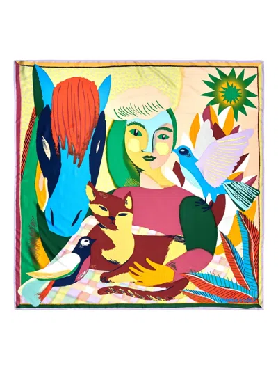 Bimba Y Lola Abstract-print Scarf In Green