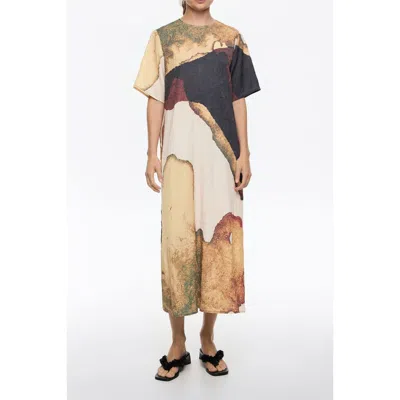 BIMBA Y LOLA BIMBA Y LOLA ABSTRACT STRAIGHT CUT MAXI DRESS WITH CUT-OUTS