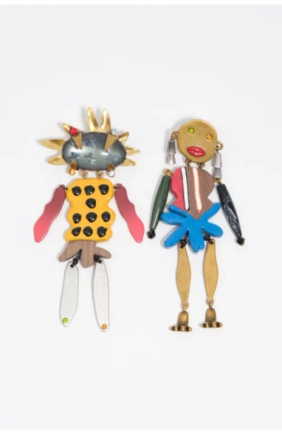 Bimba Y Lola Aged Dancer Long Earrings In Multi