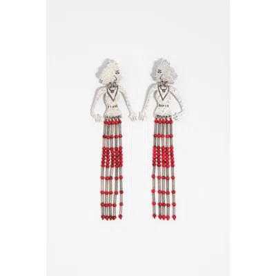 Bimba Y Lola Aged Metal Silhouette Stones Earrings In Multi