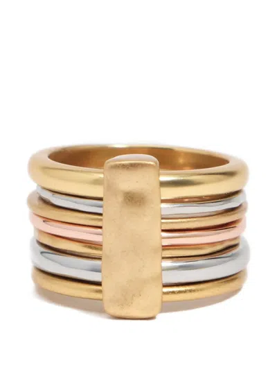 Bimba Y Lola Aged Multi Gold-tone Banded Ring