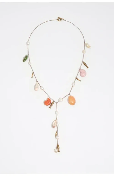 Bimba Y Lola Aged Necklace With Ceramic Shells In Multi