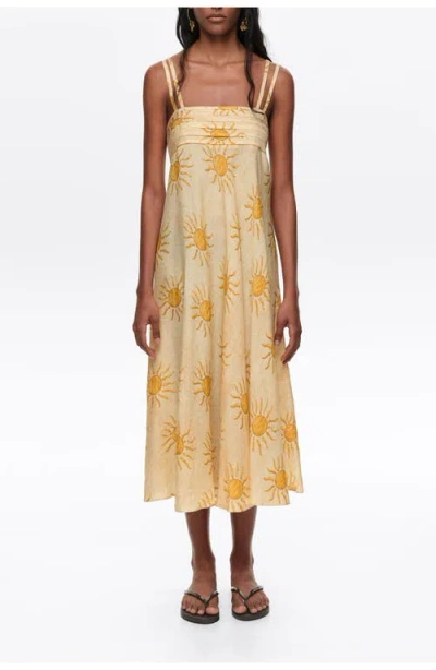 Bimba Y Lola A-line Pleated Midi Dress In Brown